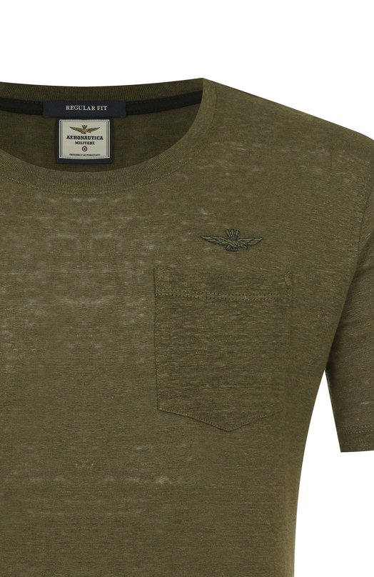 Льняная футболка Aeronautica Militare 251TS2402J679 Зелёный  251TS2402J679 Фото 6