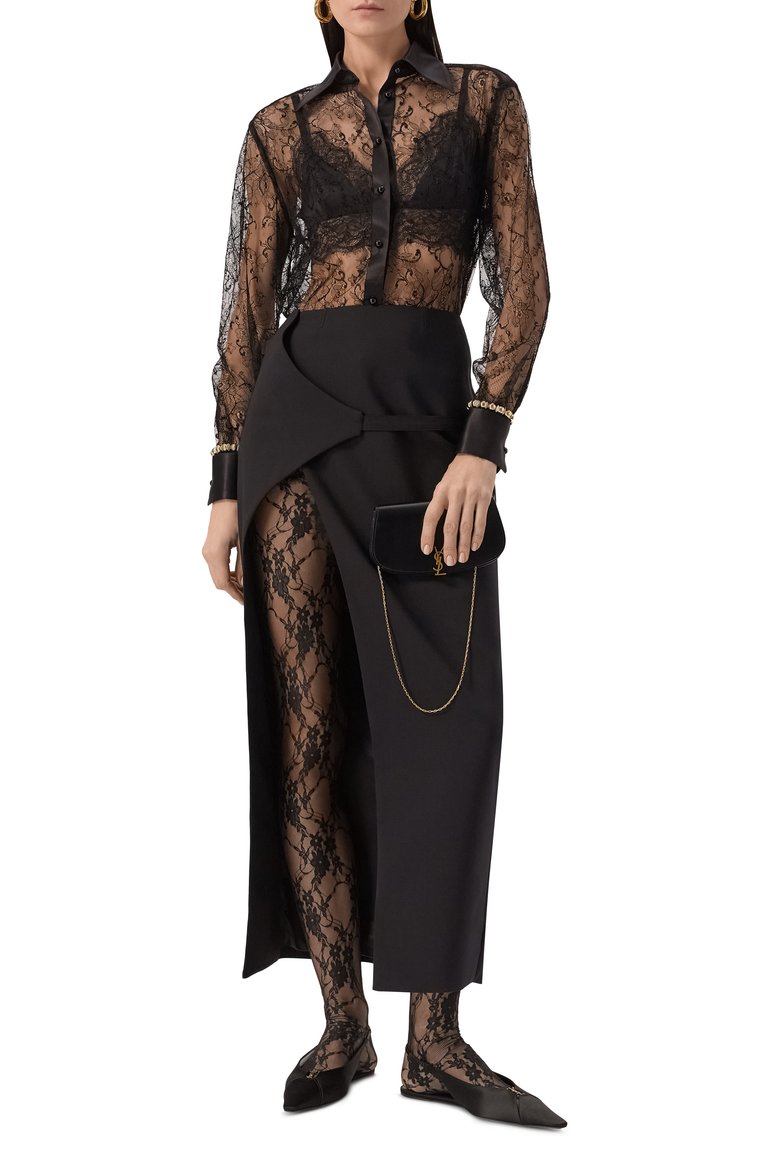 Женские текстильные балетки babylon SAINT LAURENT черного цвета, арт. 803646/9QNAG | Фото 2 (Материал внешний: Текстиль; Каблук высота: Низкий; Материал внутренний: Натуральная кожа; Подошва: Плоская)
