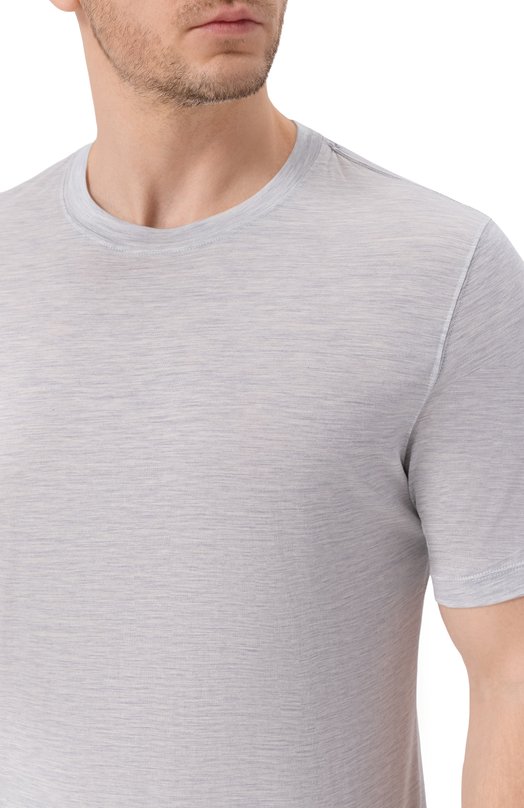 Футболка из шелка и хлопка Brunello Cucinelli MD8211308 Серый  MD8211308 Фото 5