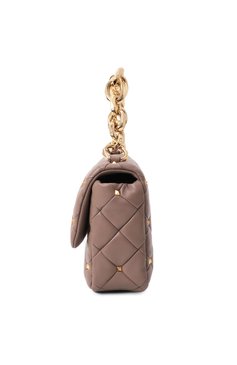 Женская сумка rockstud spike small  VALENTINO темно-бежевого цвета, арт. 5W2B0Q04/IGX | Фото 4 (Драгоценные камни: Проставлено; Материал сплава: Проставлено; Размер: small; Ремень/цепочка: На ремешке; Материал: Натуральная кожа)
