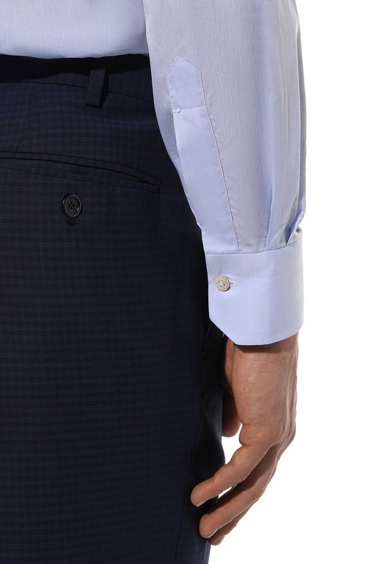 Хлопковая сорочка Kiton UCIH06145 Голубой  UCIH06145 Фото 6