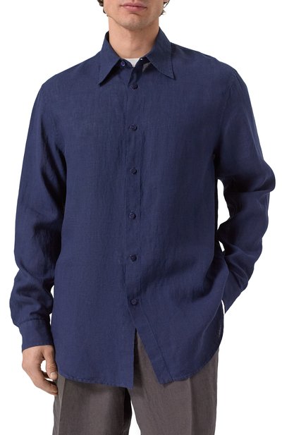 Льняная рубашка MVST темно-синего цвета по цене 61550 руб., арт. G031/3626, фото 3 Льняная рубашка MVST, арт. G031/3626, фото 3