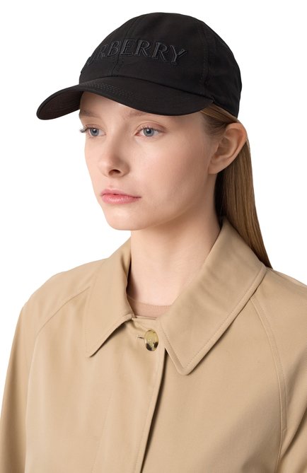 Женская хлопковая бейсболка BURBERRY черного цвета, арт. 8108638 | Фото 2 (Нос: Не проставлено; Материал сплава: Проставлено; Материал: Текстиль, Хлопок)