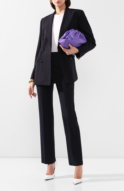 Шерстяные брюки VICTORIA BECKHAM темно-синего цвета по цене 106500 руб., арт. 1220WTR001203C, фото 2 Шерстяные брюки VICTORIA BECKHAM, арт. 1220WTR001203C, фото 2