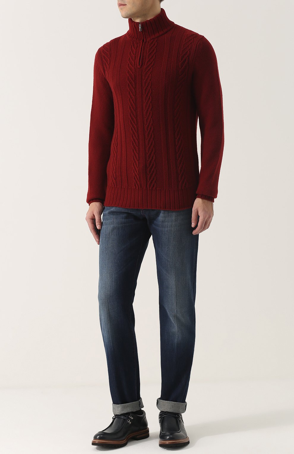 Кашемировый свитер фактурной вязки с воротником на молнии LORO PIANA, арт. FAG4442, фото 2