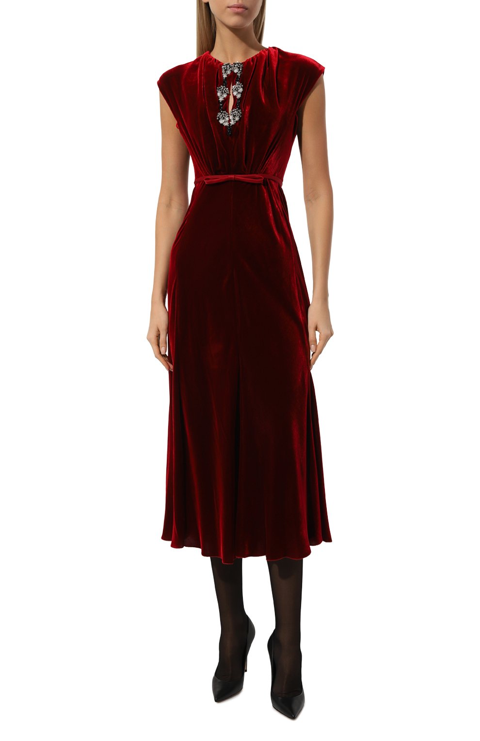 Бархатное платье GIAMBATTISTA VALLI бордового цвета по цене 468500 руб., арт. 24FWPVTE5110-23ALB, фото 3 Бархатное платье GIAMBATTISTA VALLI, арт. 24FWPVTE5110-23ALB, фото 3