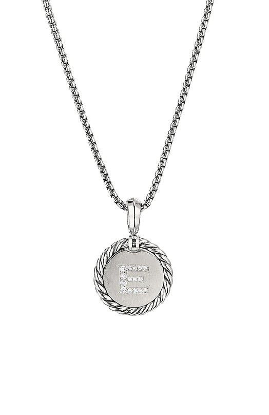 Кулон с буквой E David Yurman N14521DSSADI18E Бесцветный N14521DSSADI18E