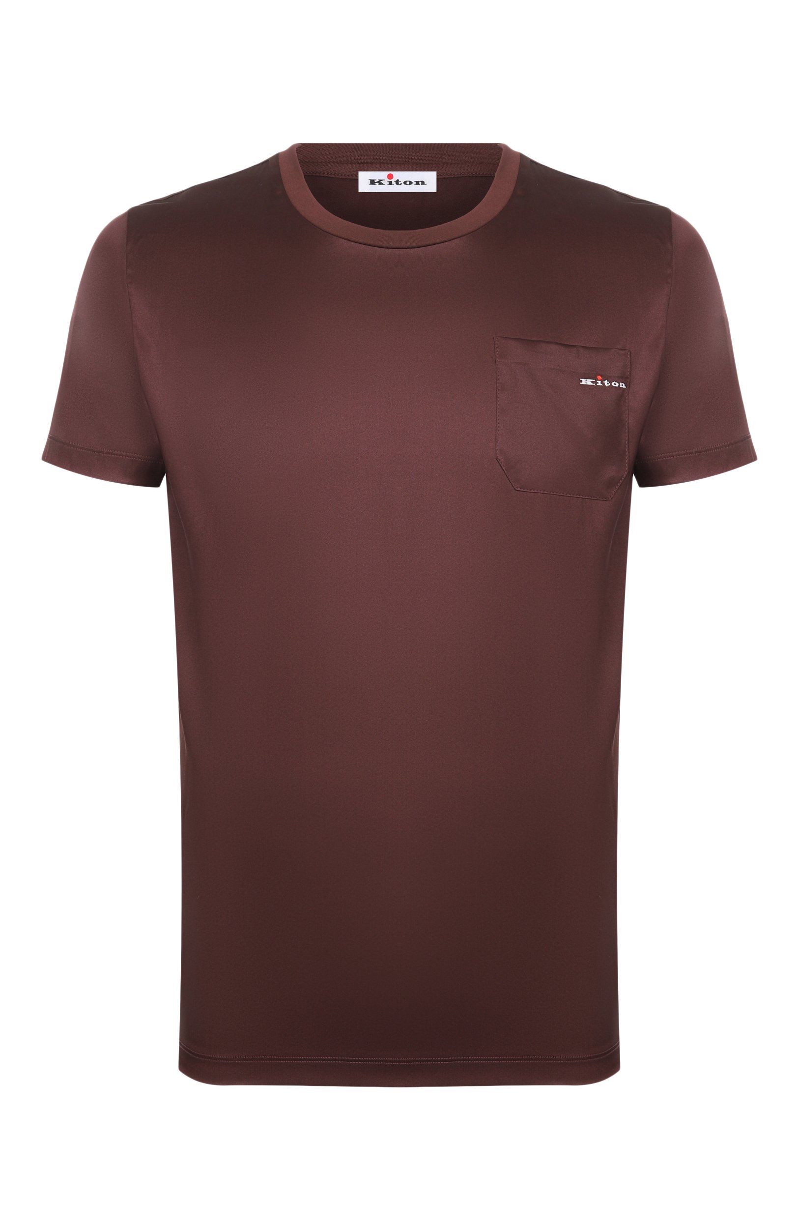 Шелковая футболка KITON коричневого цвета по цене 161000 руб., арт. UNWM019K0265L, фото 1 Шелковая футболка KITON, арт. UNWM019K0265L, фото 1