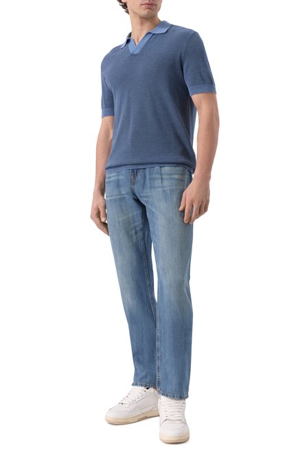 Мужские джинсы 7 FOR ALL MANKIND синего цвета, арт. 7T121U03 | Фото 2 (Материал внешний: Хлопок, Лен; Длина (брюки, джинсы): Стандартные; Материа�л сплава: Проставлено; Драгоценные камни: Проставлено)