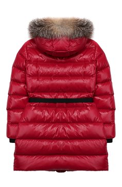 Детская пуховик с меховой отделкой на капюшоне MONCLER ENFANT бордового цвета, арт. E2-954-49310-25-68950/8-10A | Фото 2 (Кросс-КТ: Зима; Девочки Кросс-КТ: Пуховик-верхняя одежда; Рукава: Длинные; Материал внешний: Синтетический материал; Материал подклада: Синтетический материал; Материал утеплителя: Пух и перо; Статус проверки: Проверена категория)