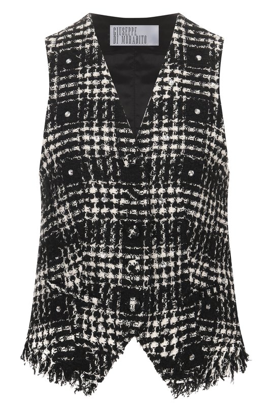Твидовый жилет Giuseppe di Morabito 05FWWD354C 05326 Чёрно-белый 05FWWD354C 05326