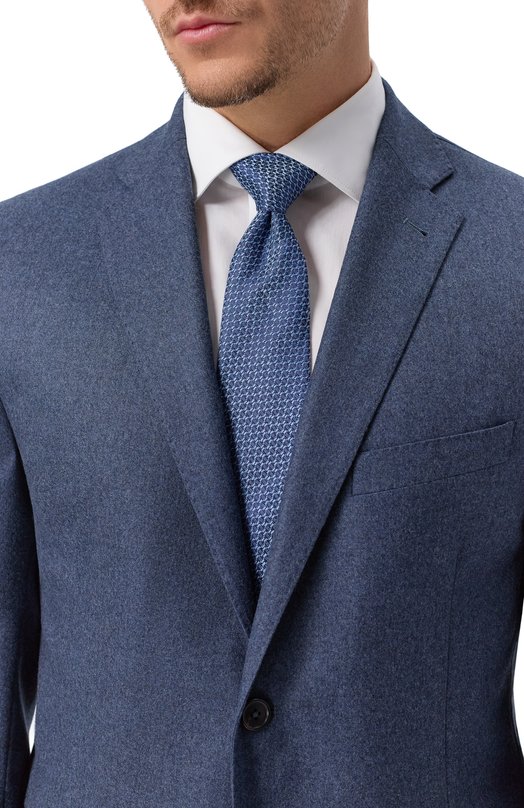 Галстук из шелка и льна Canali 18/HJ04547 Синий  18/HJ04547 Фото 2