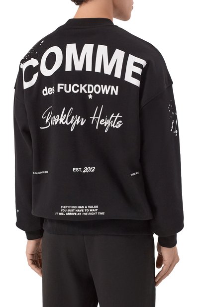 Хлопковый свитшот COMME DES FUCKDOWN черного цвета по цене 11300 руб., арт. CFABM01748, фото 4 Хлопковый свитшот COMME DES FUCKDOWN, арт. CFABM01748, фото 4