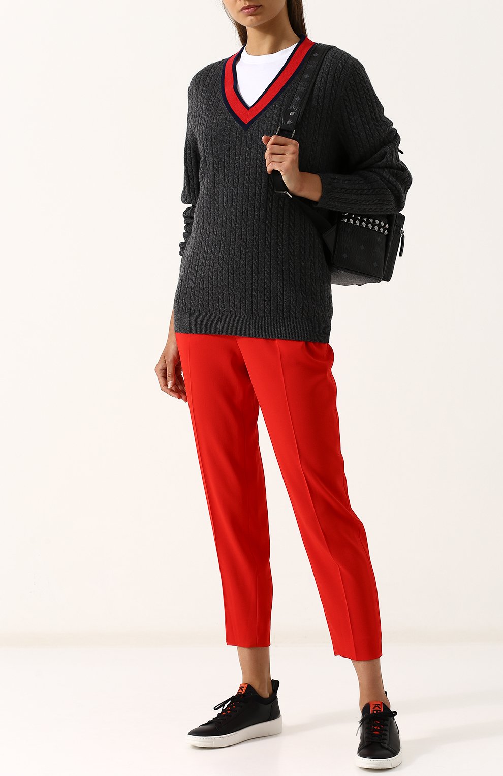 Кашемировый пуловер фактурной вязки с v-образным вырезом FTC, арт. 708-1110, фото 2