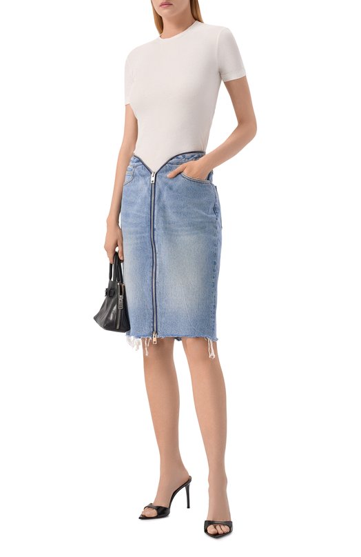 Джинсовая юбка Zip V-Waist Alexander Wang 4DC2265986 Голубой  4DC2265986 Фото 2