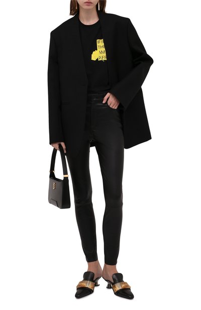 Хлопковая футболка MSGM черного цвета по цене 17600 руб., арт. 3142MDM193 217798, фото 2 Хлопковая футболка MSGM, арт. 3142MDM193 217798, фото 2