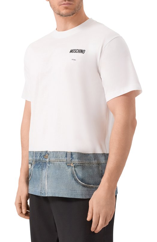 Хлопковая футболка Moschino A0704/0241 Белый  A0704/0241 Фото 3