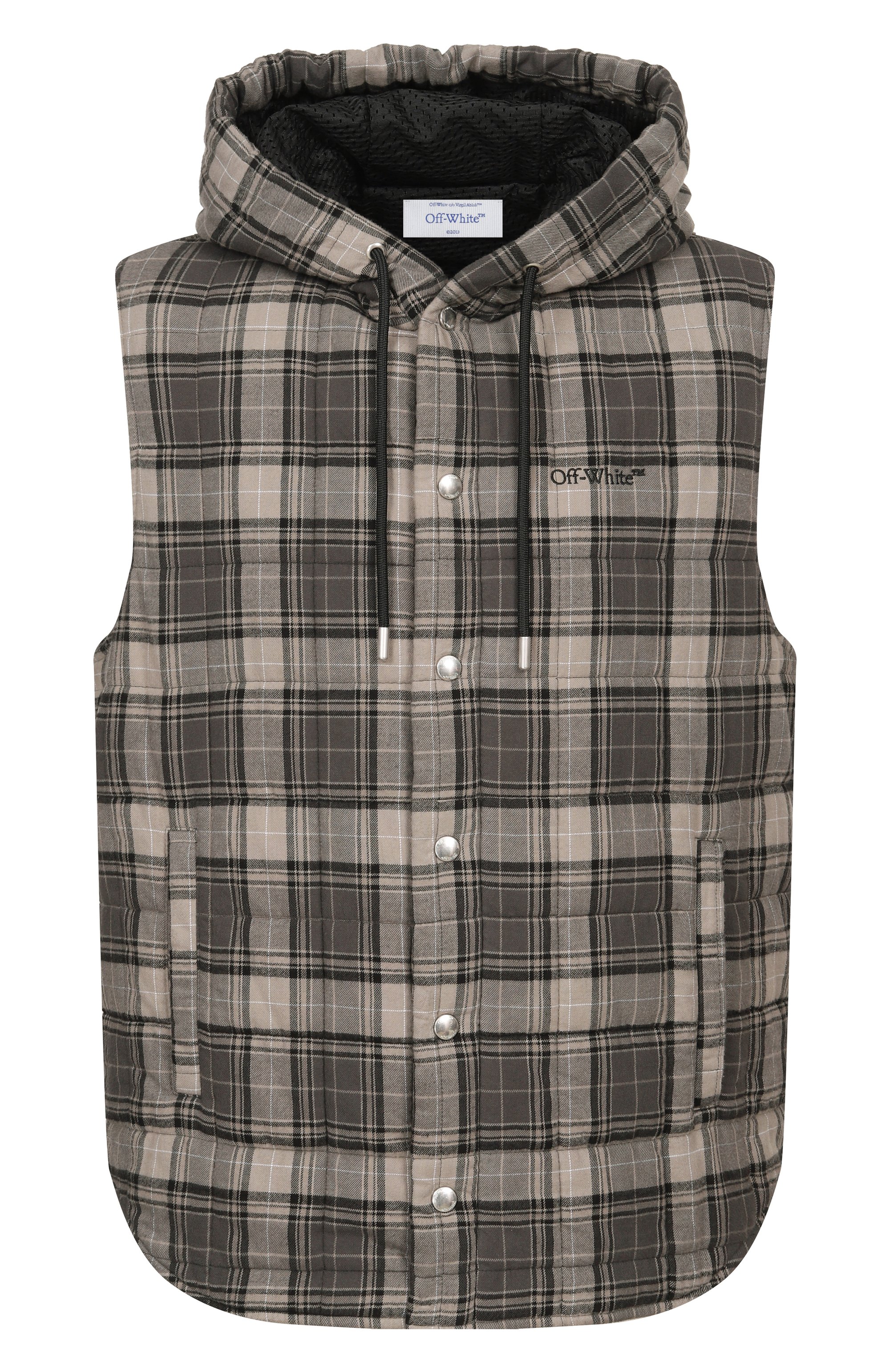 Хлопковый жилет OFF-WHITE темно-серого цвета по цене 95800 руб., арт. 0MGA22BF25FAB001, фото 1 Хлопковый жилет OFF-WHITE, арт. 0MGA22BF25FAB001, фото 1
