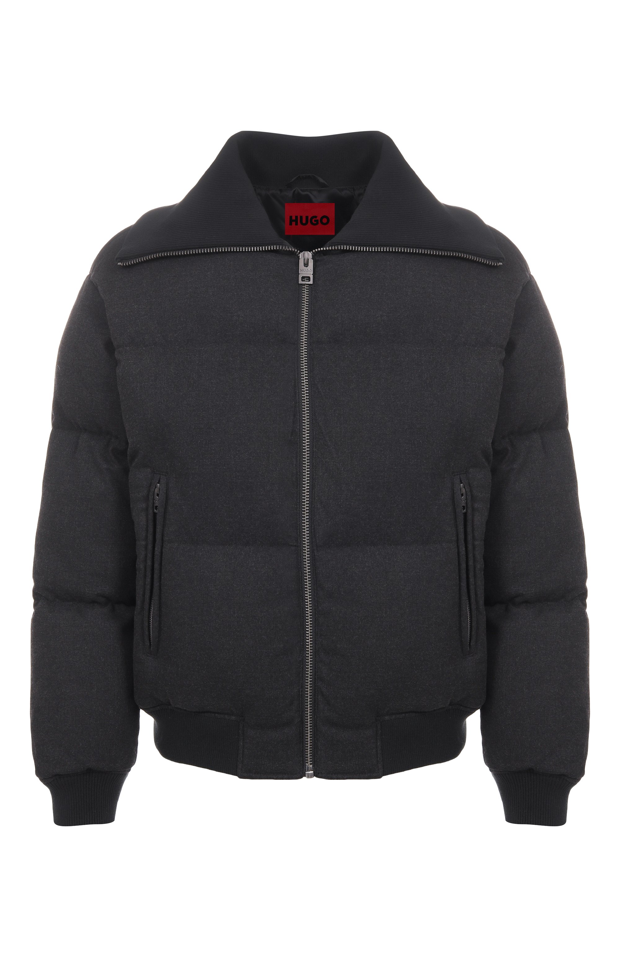 Пуховый бомбер HUGO черного цвета по цене 47950 руб., арт. 50546265, фото 1 Пуховый бомбер HUGO, арт. 50546265, фото 1