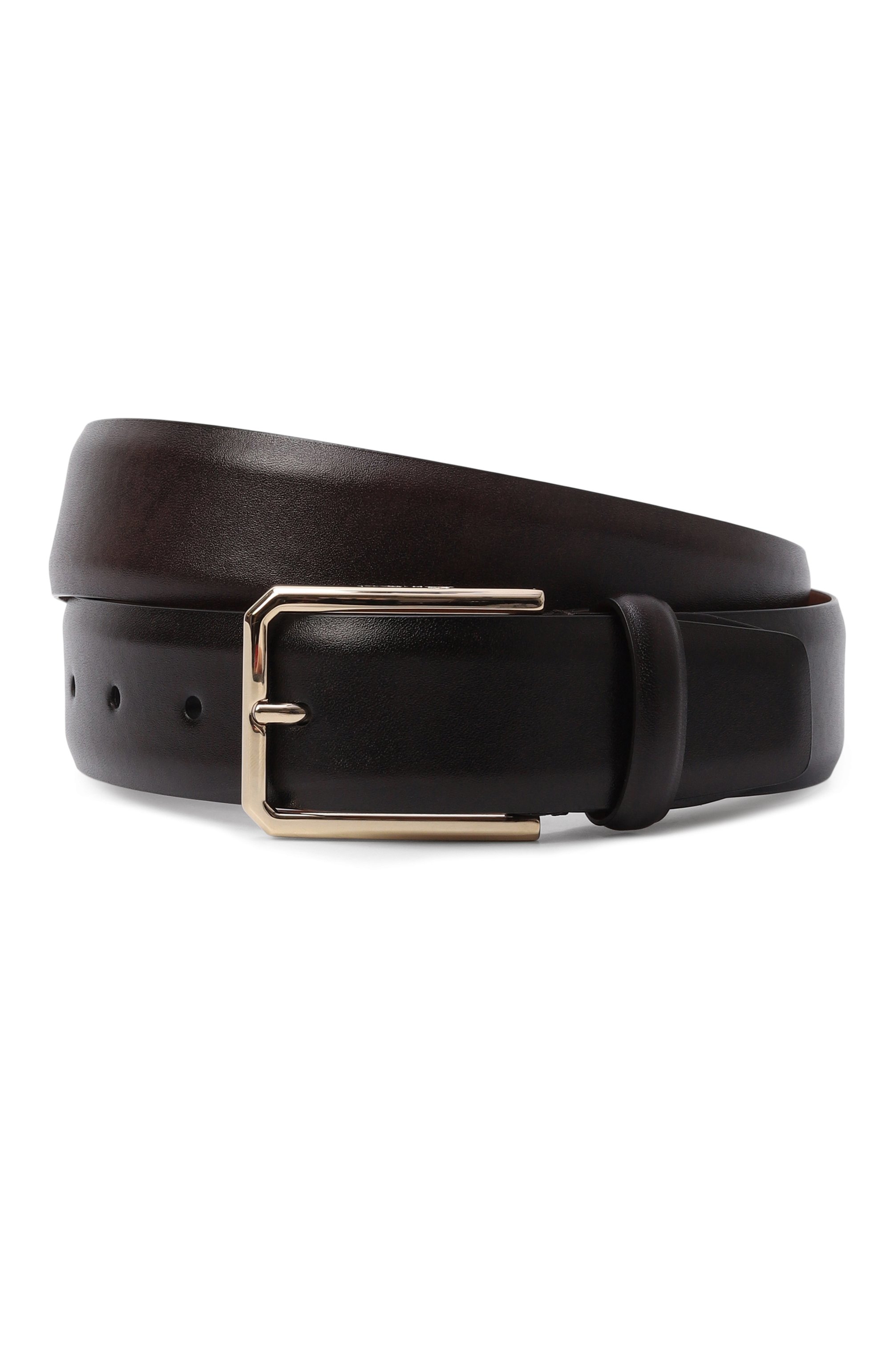 Кожаный ремень SANTONI темно-коричневого цвета по цене 37700 руб., арт. CM35VS003B91H0BR, фото 1 Кожаный ремень SANTONI, арт. CM35VS003B91H0BR, фото 1