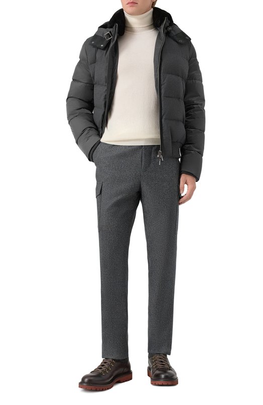 Шерстяные брюки-карго Brunello Cucinelli M038PE1890 Серый  M038PE1890 Фото 2