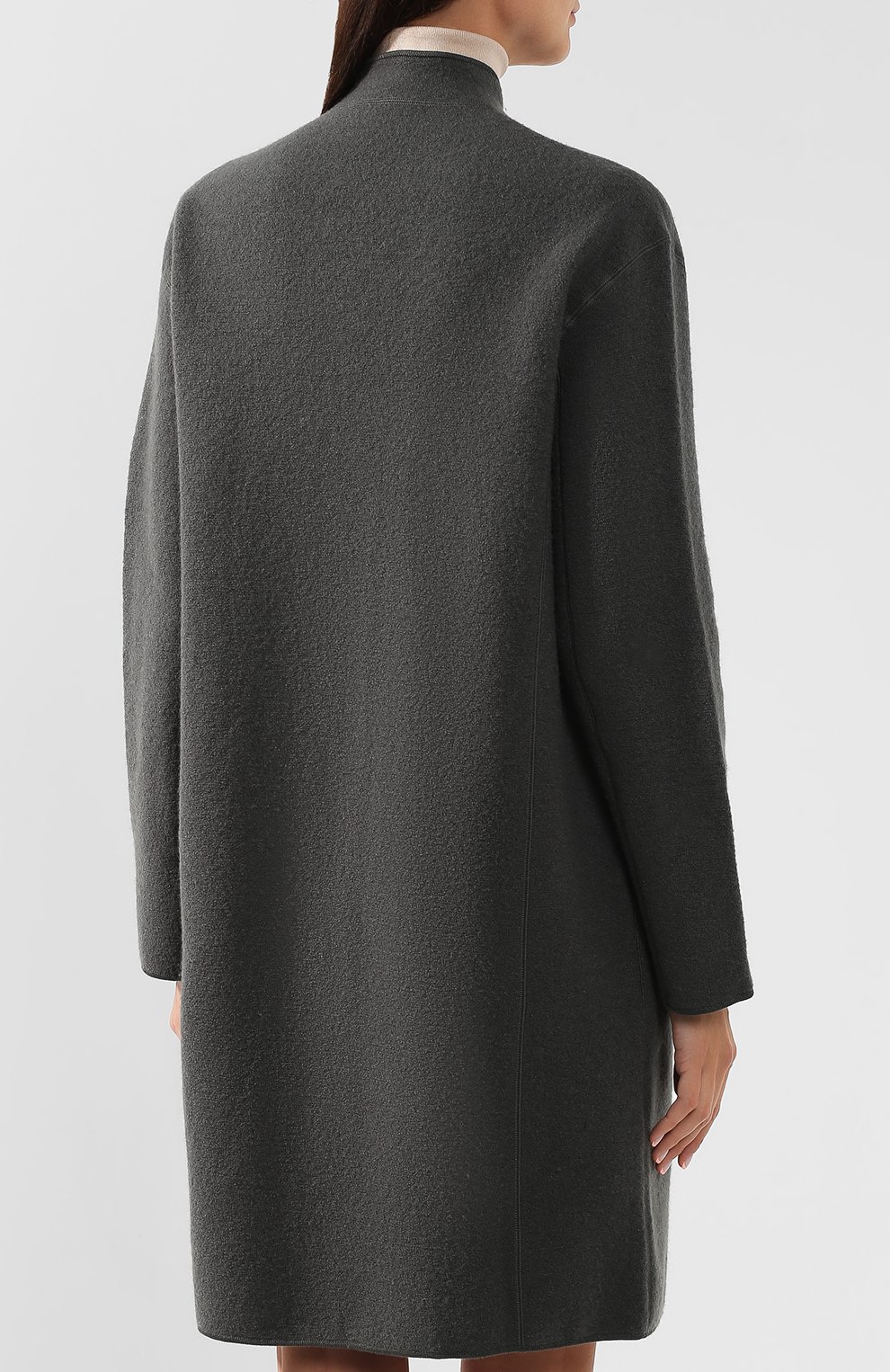 Пальто из смеси шерсти и хлопка EMPORIO ARMANI серого цвета по цене 59200 руб., арт. 6G2LT2/2M11Z, фото 4 Пальто из смеси шерсти и хлопка EMPORIO ARMANI, арт. 6G2LT2/2M11Z, фото 4