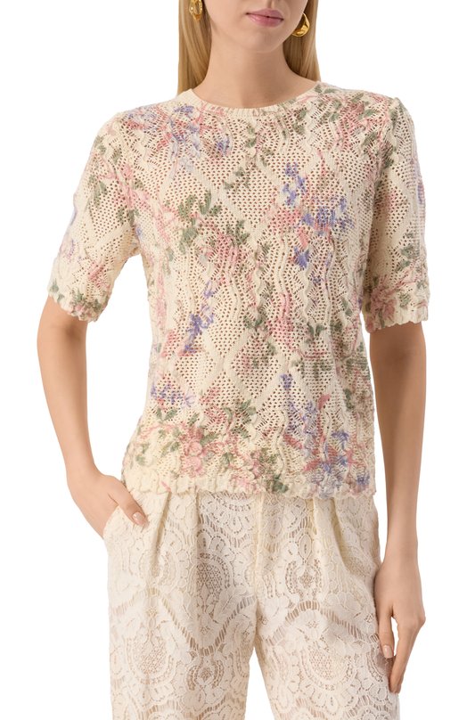 Хлопковый топ Twinset 251TT3340 Кремовый  251TT3340 Фото 3