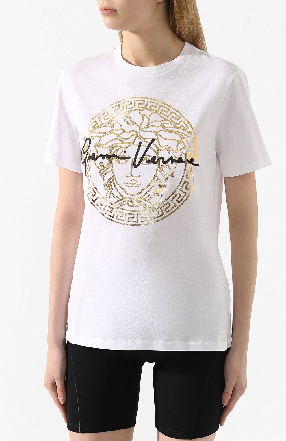Хлопковая футболка VERSACE белого цвета по цене 29950 руб., арт. A85760/A228806, фото 3 Хлопковая футболка VERSACE, арт. A85760/A228806, фото 3