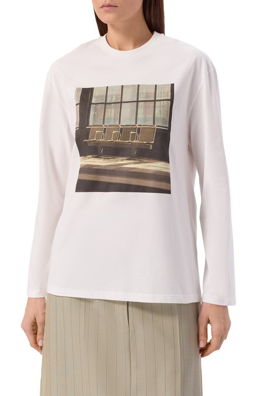 Хлопковый лонгслив Jil Sander J03GC0156/J20363 Белый  J03GC0156/J20363 Фото 3