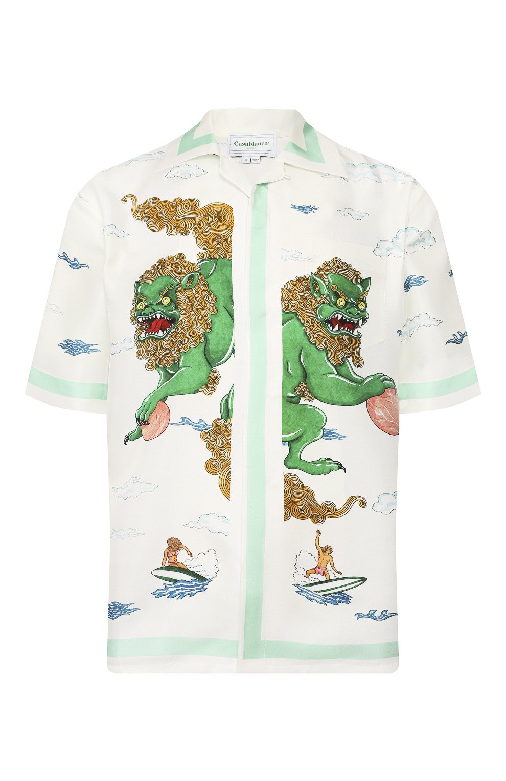 Шелковая рубашка CASABLANCA белого цвета по цене 51950 руб., арт. MS20-SH-003 SH0RT SLEEVE SHIRT S0UVENIR DE L`ARCHI, фото 1 Шелковая рубашка CASABLANCA, арт. MS20-SH-003 SH0RT SLEEVE SHIRT S0UVENIR DE L`ARCHI, фото 1