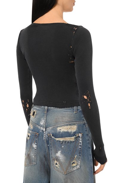 Хлопковый лонгслив BALENCIAGA черного цвета по цене 113500 руб., арт. 791778/TQVE1, фото 4 Хлопковый лонгслив BALENCIAGA, арт. 791778/TQVE1, фото 4