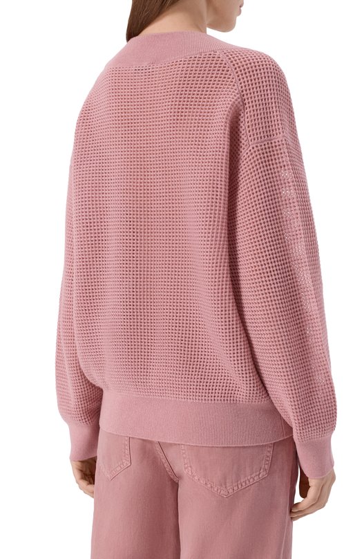 Кашемировый пуловер Brunello Cucinelli M12205102 Розовый  M12205102 Фото 4