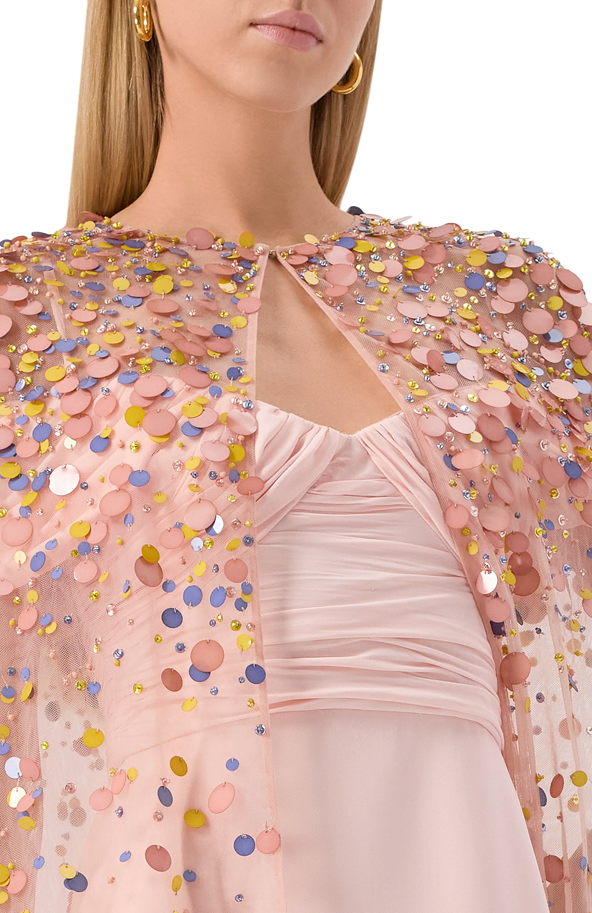 Накидка ELIE SAAB светло-розового цвета по цене 457000 руб., арт. J0154NP25/BE038, фото 5 Накидка ELIE SAAB, арт. J0154NP25/BE038, фото 5