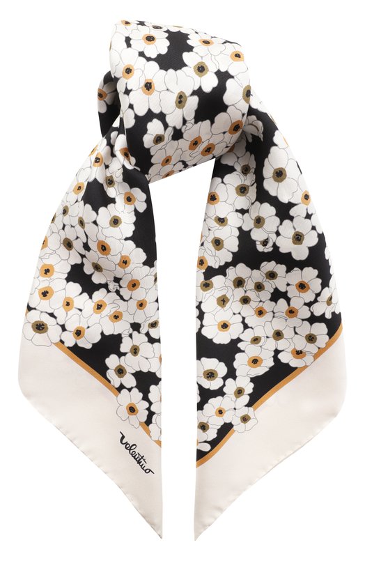 Шелковый платок Valentino 8W2EI114/MIG Чёрно-белый 8W2EI114/MIG