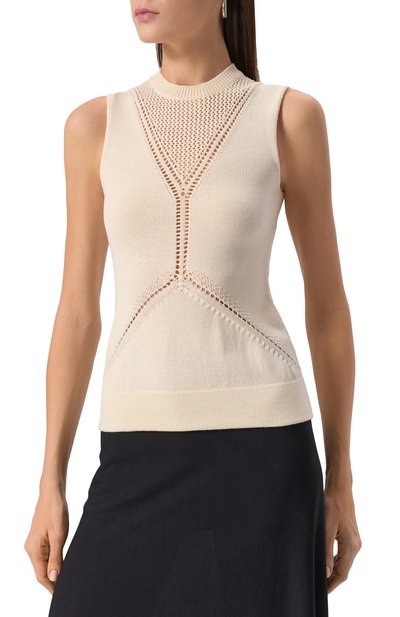 Топ из шерсти и хлопка JIL SANDER кремового цвета по цене 107000 руб., арт. J01NC0139/J14617, фото 3 Топ из шерсти и хлопка JIL SANDER, арт. J01NC0139/J14617, фото 3