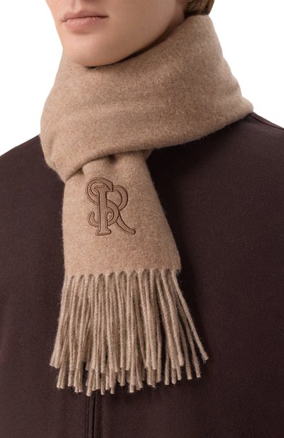 Кашемировый шарф с отделкой из кожи крокодила STEFANO RICCI, арт. MWA0300030/6853, фото 2