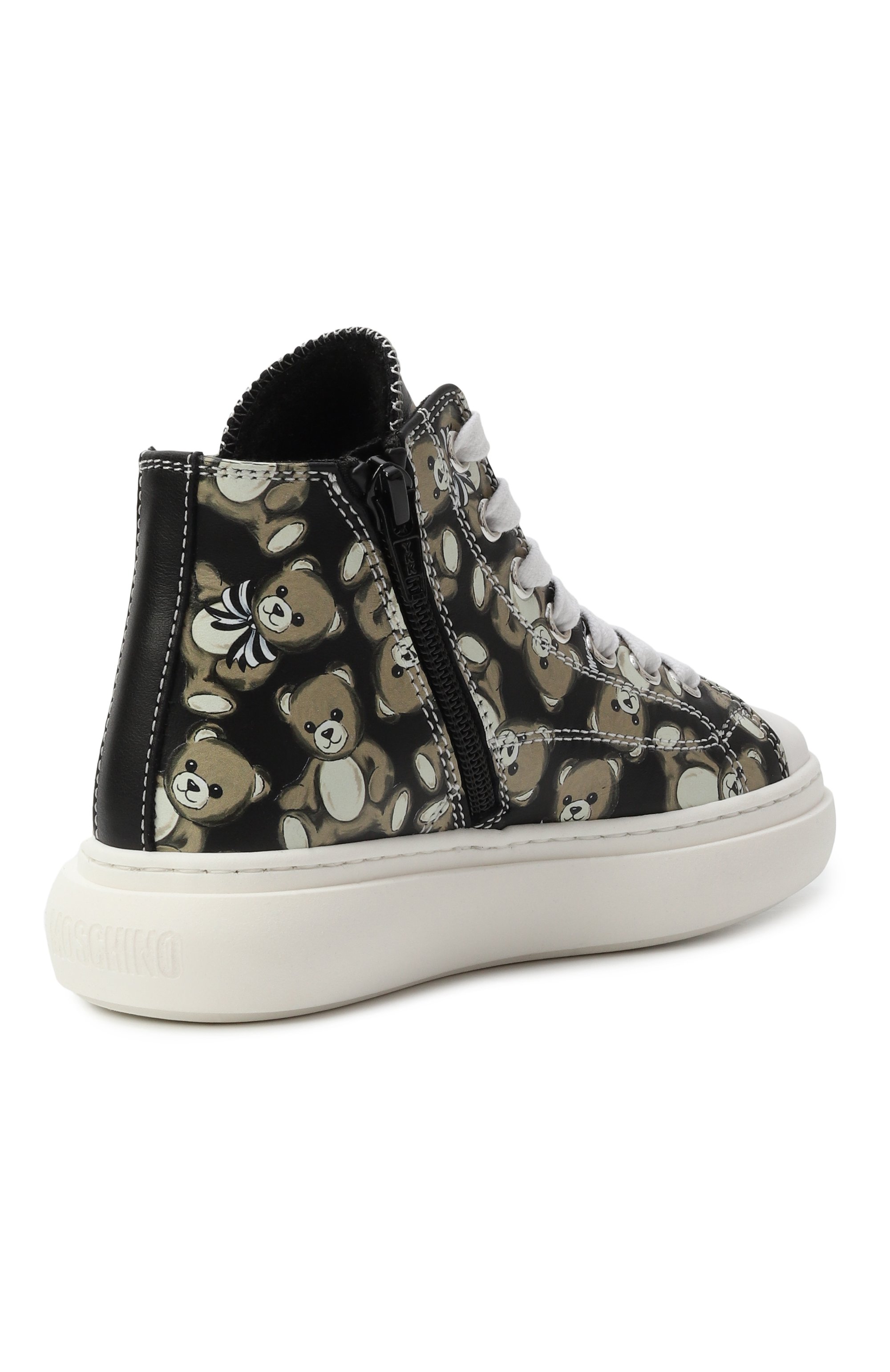 Кожаные кеды MOSCHINO черного цвета по цене 31050 руб., арт. 81927/VAR4/28-35, фото 3 Кожаные кеды MOSCHINO, арт. 81927/VAR4/28-35, фото 3