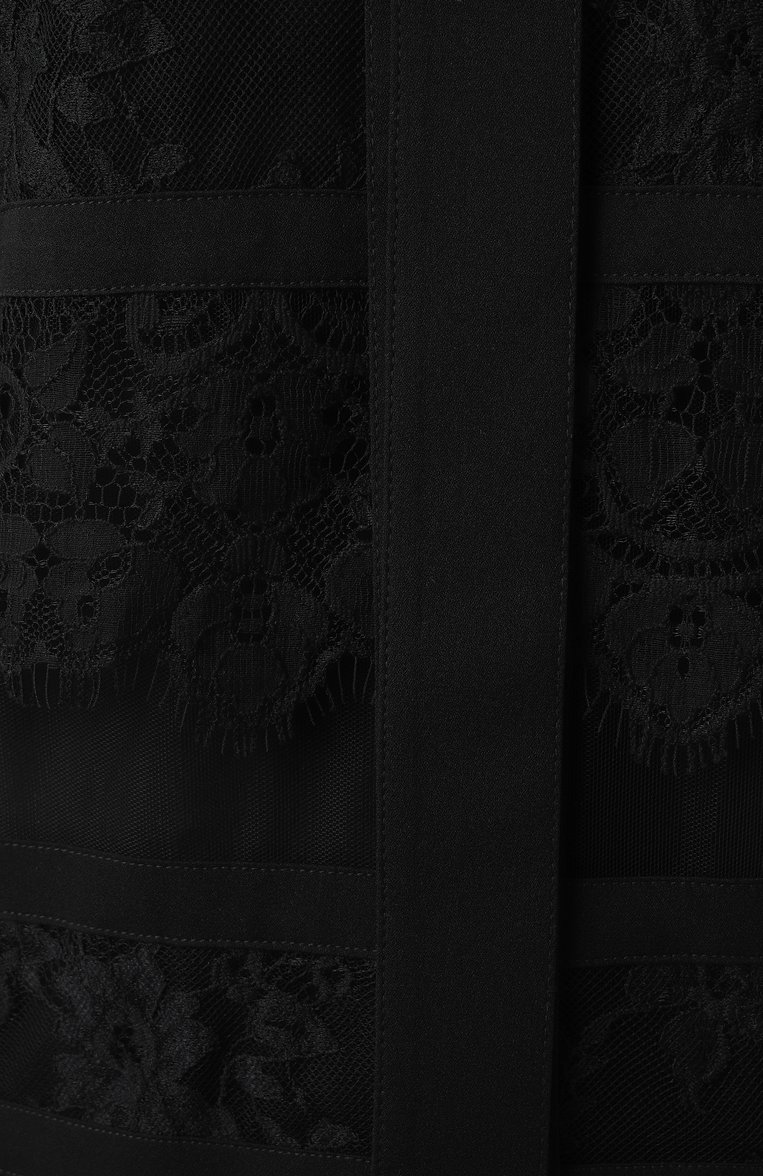 Женская блузка ELIE SAAB черного цвета, арт. T0134 | Фото 6 (Длина (для топов): Стандартные; Материал сплава: Проставлено; Рукава: 3/4; Материал подклада: Шелк; Драгоценные камни: Проставлено; Женское Кросс-КТ: Блуза-одежда; Кросс-КТ: костюм; Принт: Без принта; Стили: Романтичный; Материал внешний: Синтетический материал)