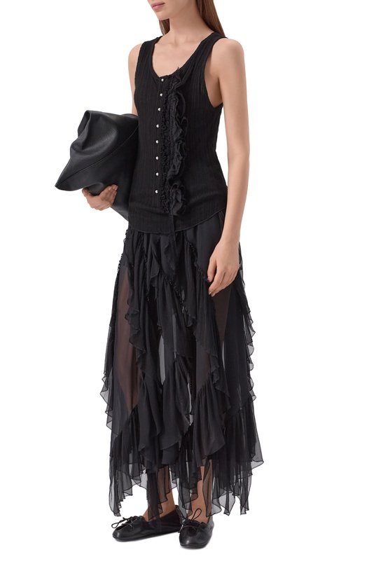 Хлопковая майка Ann Demeulemeester B0013947/FA736 Чёрный  B0013947/FA736 Фото 2