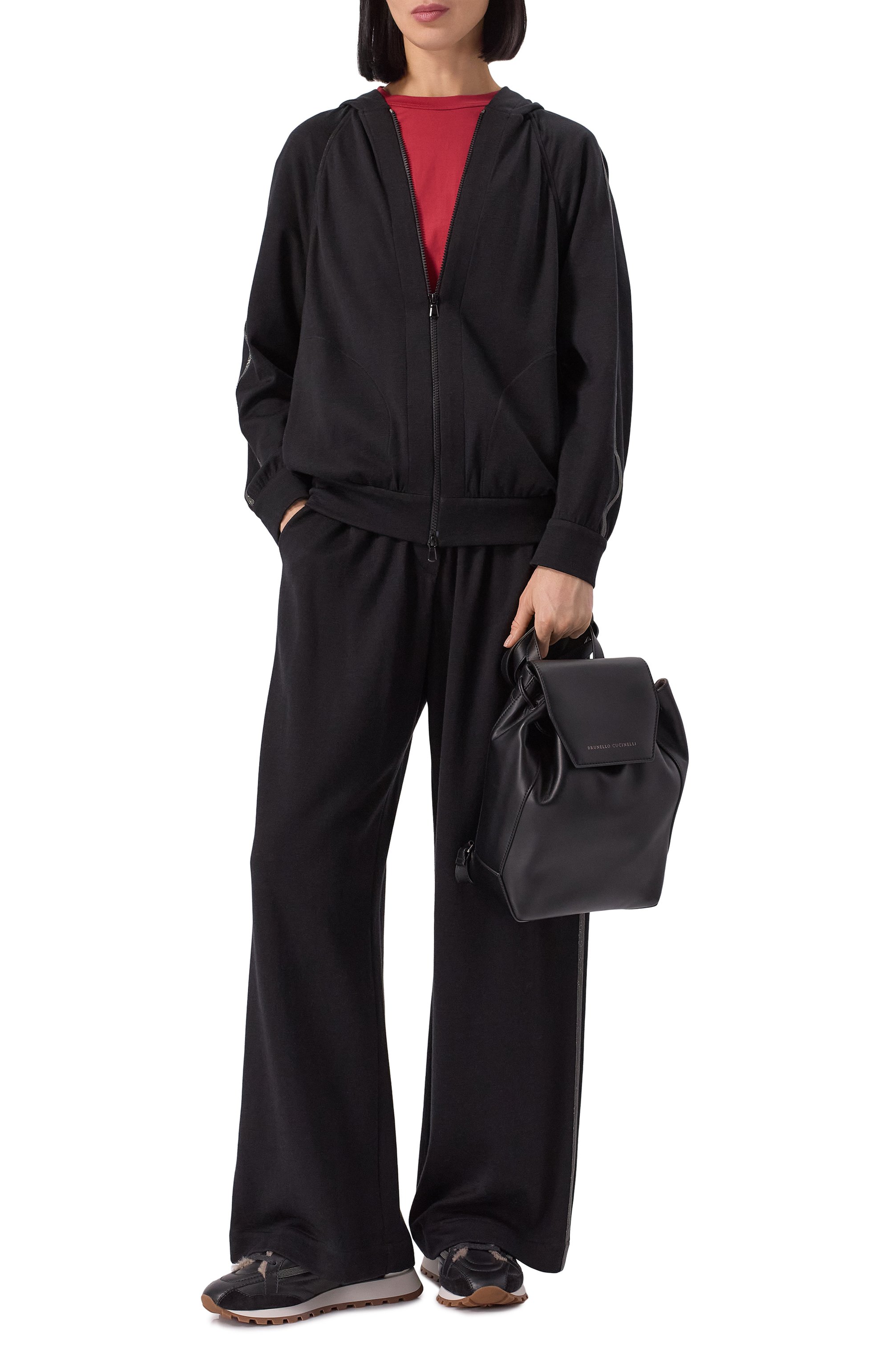 Кожаные кроссовки BRUNELLO CUCINELLI черного цвета по цене 199500 руб., арт. MZSKG2797, фото 2 Кожаные кроссовки BRUNELLO CUCINELLI, арт. MZSKG2797, фото 2