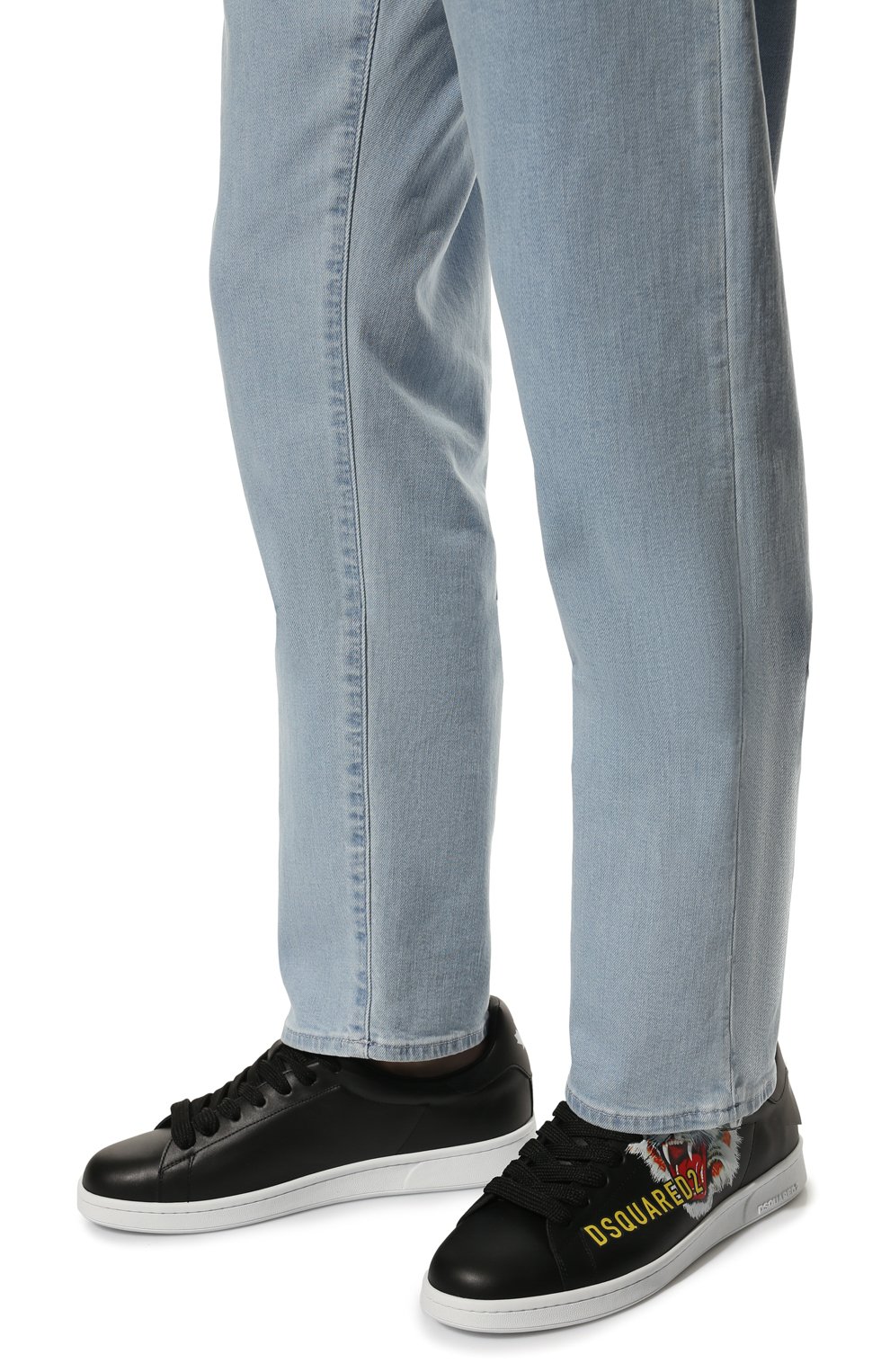 Кожаные кеды boxer DSQUARED2 черного цвета по цене 49950 руб., арт. SNM0175 01504982, фото 3 Кожаные кеды boxer DSQUARED2, арт. SNM0175 01504982, фото 3