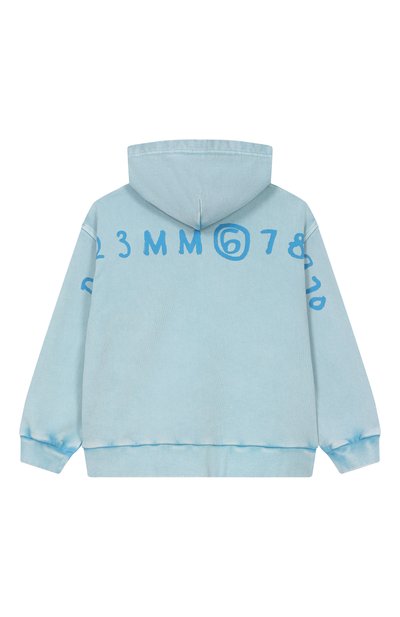 Хлопковая толстовка MM6 голубого цвета по цене 25300 руб., арт. M60978/MM07L, фото 2 Хлопковая толстовка MM6, арт. M60978/MM07L, фото 2