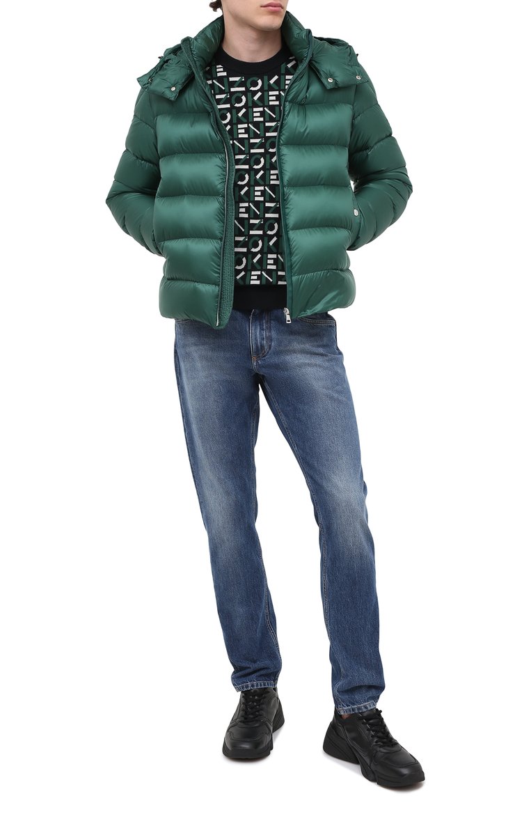 Мужской джемпер kenzo sport KENZO зеленого цвета, арт. FA65PU5313SC | Фото 2 (Материал внешний: Синтетический мате�риал, Хлопок; Рукава: Длинные; Длина (для топов): Стандартные; Принт: С принтом; Мужское Кросс-КТ: Джемперы; Стили: Кэжуэл; Вырез: Круглый)