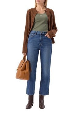 Женские джинсы 7 FOR ALL MANKIND синего цвета, арт. 7U113C10JSE | Фото 2 (Драгоценные камни: Проставлено; Материал сплава: Проставлено; Длина (брюки, джинсы): Стандартные; Силуэт Ж (брюки и джинсы): Прямые; Кросс-КТ: Деним; Материал внешний: Деним, Хлопок; Стили: Повседневный)