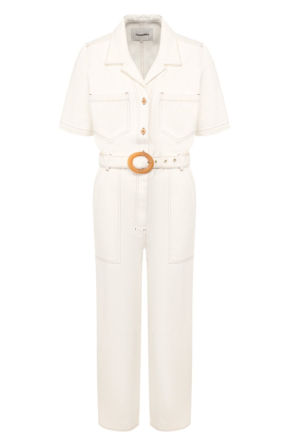 Джинсовый комбинезон NANUSHKA белого цвета по цене 51400 руб., арт. ARL0_WHITE_RIGID DENIM, фото 1 Джинсовый комбинезон NANUSHKA, арт. ARL0_WHITE_RIGID DENIM, фото 1