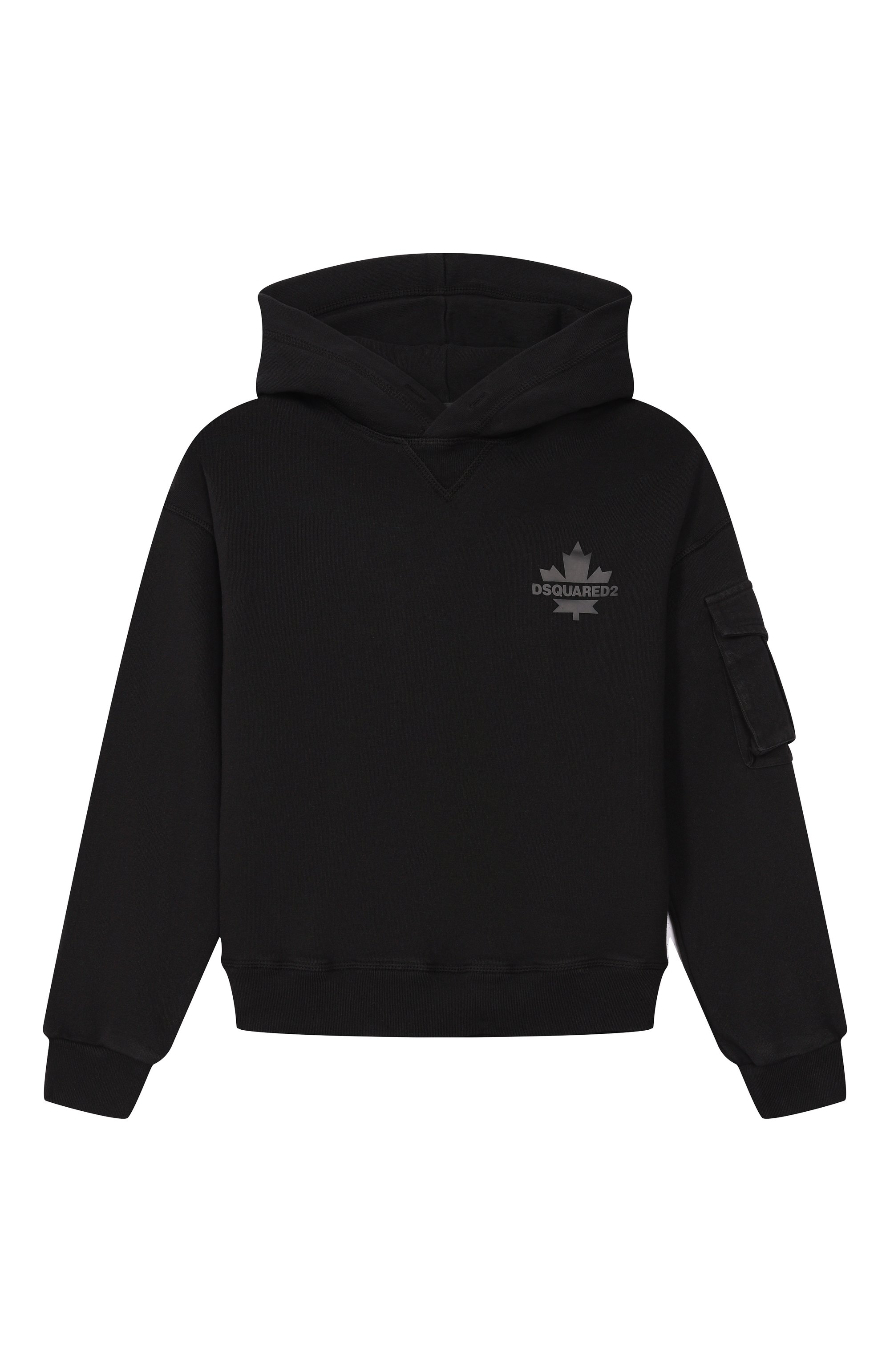 Хлопковое худи DSQUARED2 черного цвета по цене 25400 руб., арт. DQ2735/D0AC6_001, фото 1 Хлопковое худи DSQUARED2, арт. DQ2735/D0AC6_001, фото 1