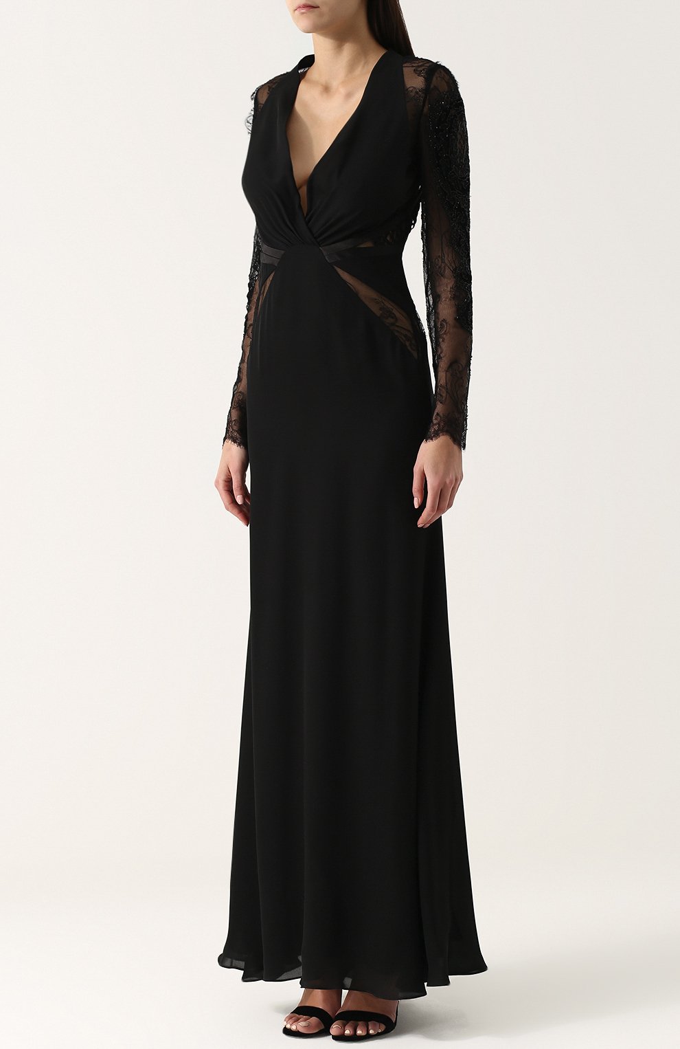 Платье-макси с кружевными рукавами и v-образным вырезом ROBERTO CAVALLI, арт. FQR144/GG047, фото 3