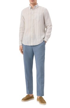 Мужские замшевые лоферы CORNELIANI хаки цвета, арт. 25TM56-2520918 | Фото 2 (Материал внутренний: Натуральная кожа; Нос: Не проставлено; Материал внешний: Натуральная кожа, Замша; Стили: Кэжуэл)
