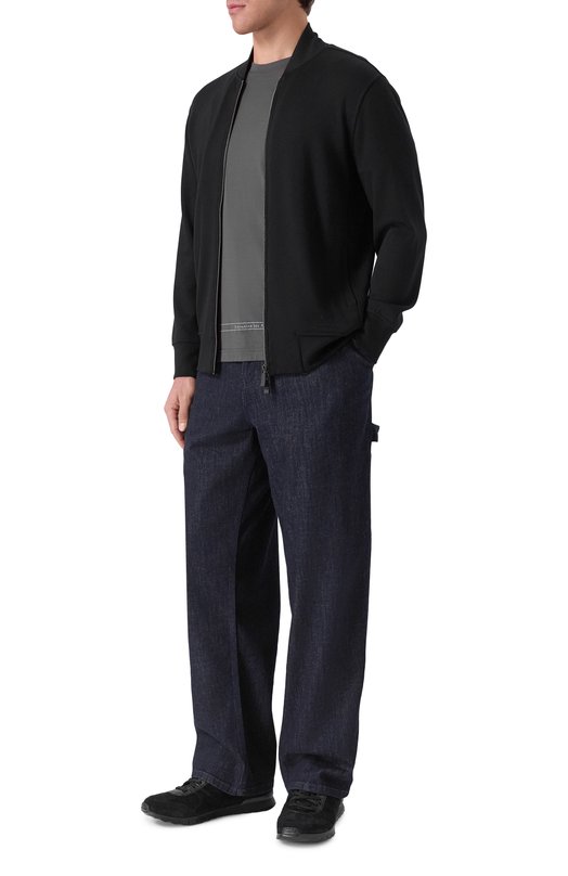 Замшевые кроссовки с отделкой из крокодила Kiton USSA114N0127703 Чёрный  USSA114N0127703 Фото 2