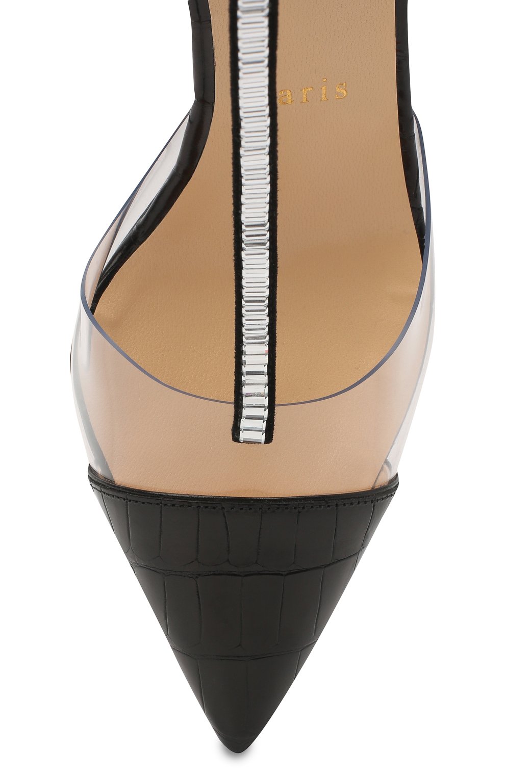 Туфли nosy strass 85 CHRISTIAN LOUBOUTIN, арт. nosy strass 85 pvc/croco lucido/suede, фото 5